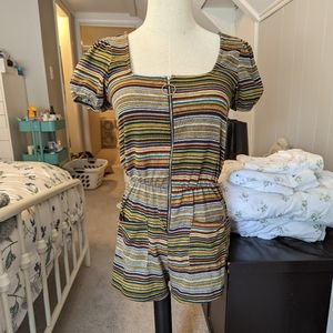 Valfre Striped Zip Up Romper. Size S.